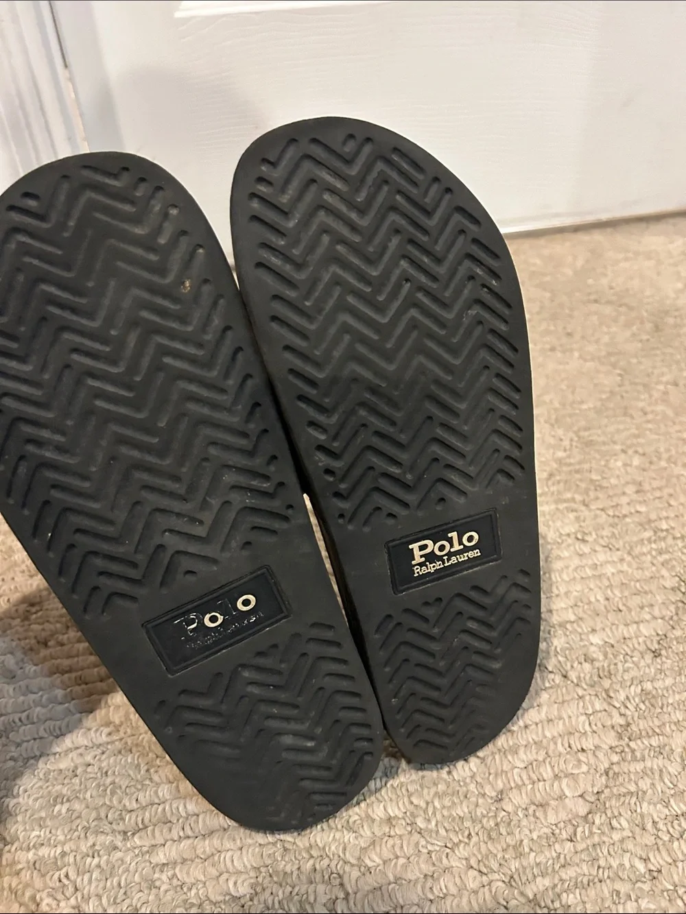 Polo by Ralph Lauren Black Slide with White Pony Logo
